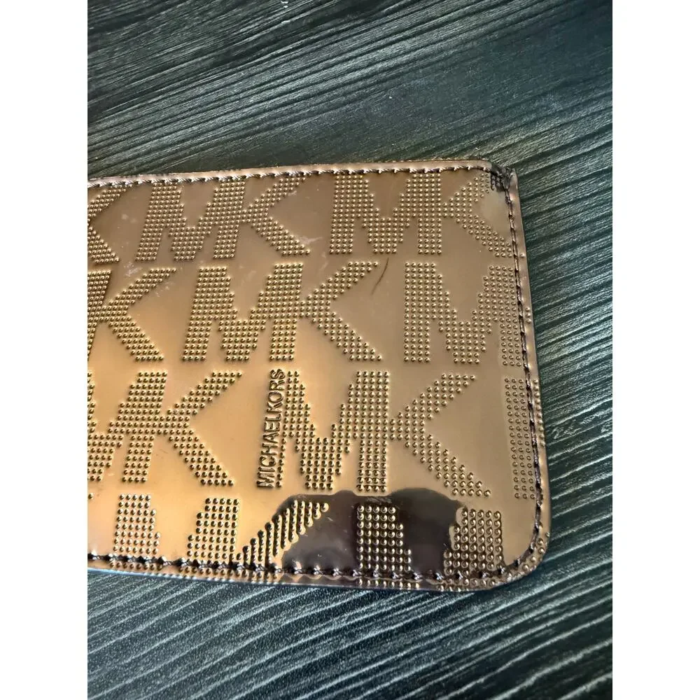 MICHAEL Michael Kors Metallic Bronze Monogram Wristlet